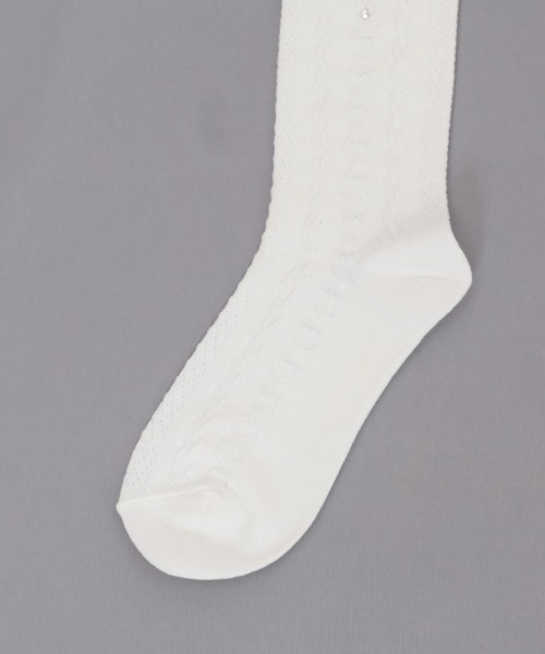 axes femme(アクシーズファム)の「ハート編みハイソックス(ソックス/靴下・キッズ・ネイビー/ホワイト・FREE)」の8枚目の写真