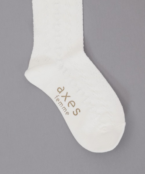 axes femme(アクシーズファム)の「ハート編みハイソックス(ソックス/靴下・キッズ・ネイビー/ホワイト・FREE)」の9枚目の写真