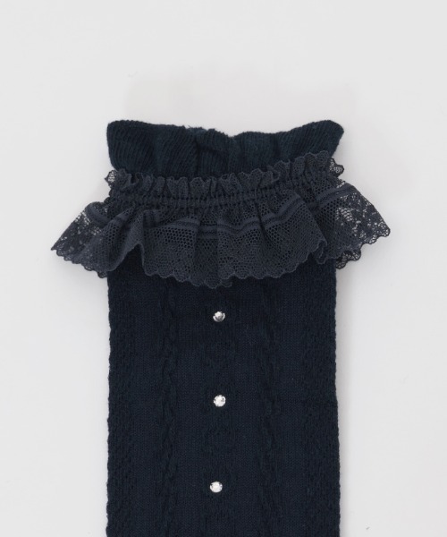 axes femme(アクシーズファム)の「ハート編みハイソックス(ソックス/靴下・キッズ・ネイビー/ホワイト・FREE)」の13枚目の写真