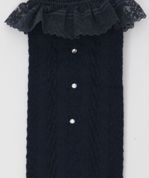 axes femme(アクシーズファム)の「ハート編みハイソックス(ソックス/靴下・キッズ・ネイビー/ホワイト・FREE)」の14枚目の写真