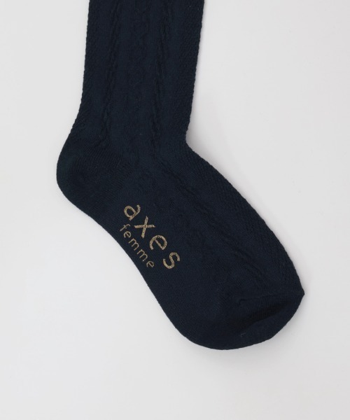 axes femme(アクシーズファム)の「ハート編みハイソックス(ソックス/靴下・キッズ・ネイビー/ホワイト・FREE)」の16枚目の写真