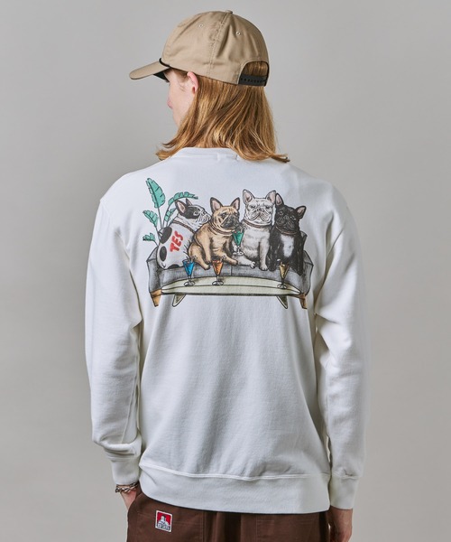 The Endless Summer（エンドレスサマー）の「TES 4BUHI RESORT SWEAT CREW NECK / クルーネックスウェット（スウェット・メンズ・ホワイト/グレー/サーモンピンク/ベージュ・SMALL/MEDIUM/LARGE/X-LARGE）」の2枚目の写真