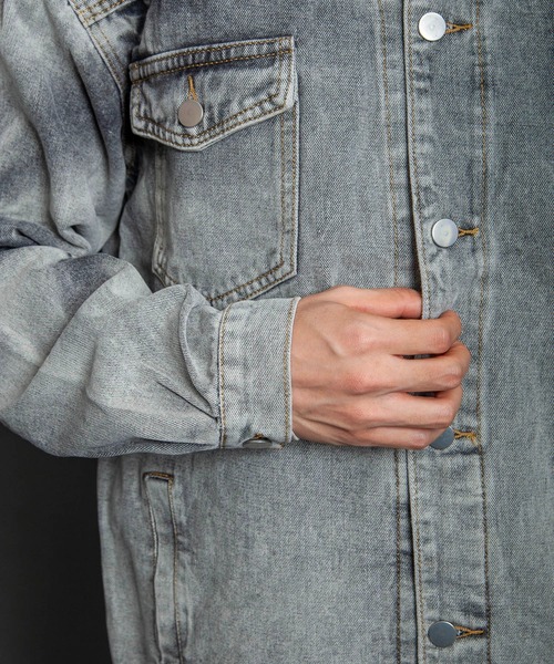 GGD SELECT（ジージーディー　セレクト）の「ダメージ加工デニムジャケット（デニムジャケット・メンズ・ブラック・M/L）」の16枚目の写真