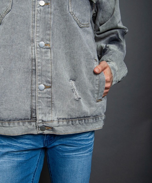 GGD SELECT（ジージーディー　セレクト）の「ダメージ加工デニムジャケット（デニムジャケット・メンズ・ブラック・M/L）」の22枚目の写真