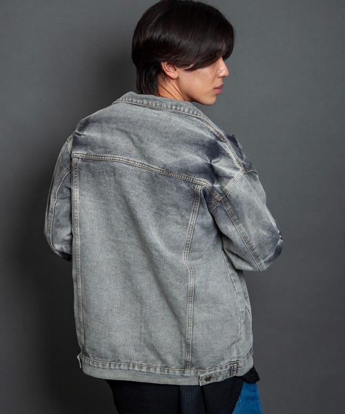 GGD SELECT（ジージーディー　セレクト）の「ダメージ加工デニムジャケット（デニムジャケット・メンズ・ブラック・M/L）」の7枚目の写真