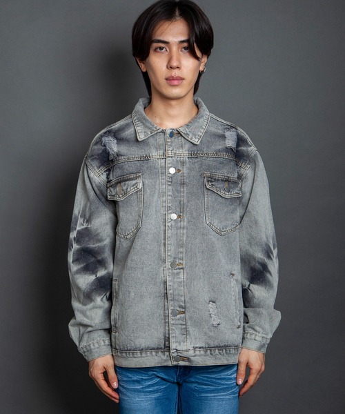 GGD SELECT（ジージーディー　セレクト）の「ダメージ加工デニムジャケット（デニムジャケット・メンズ・ブラック・M/L）」の10枚目の写真