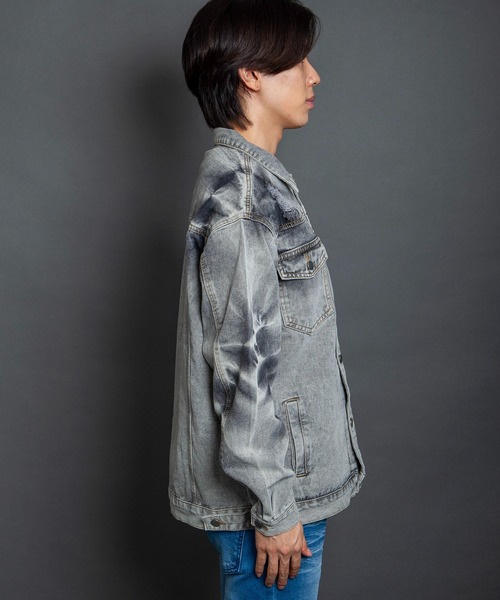 GGD SELECT（ジージーディー　セレクト）の「ダメージ加工デニムジャケット（デニムジャケット・メンズ・ブラック・M/L）」の11枚目の写真