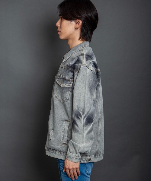 GGD SELECT（ジージーディー　セレクト）の「ダメージ加工デニムジャケット（デニムジャケット・メンズ・ブラック・M/L）」の13枚目の写真