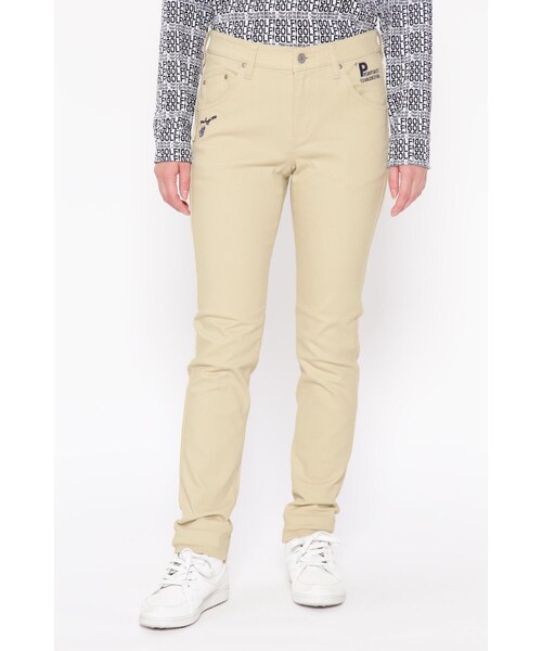 PEARLY GATES】コットンストレッチツイル 表ピーチ裏起毛 5ポケットパンツ