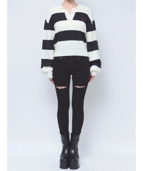 EMODA（エモダ）の「スキッパーワイドニット（ニット/セーター・レディース・その他/ライム/ブラック/ブルー・FREE）」の14枚目の写真