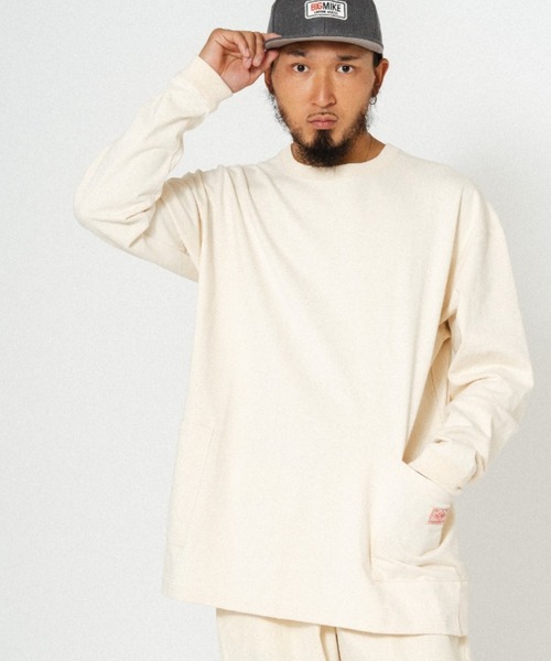BIG MIKE（ビッグマイク）の「BIG MIKE ビックマイク/ 10oz ダブルポケット 長袖Tシャツ ロンT / 102418220（Tシャツ/カットソー・メンズ・グレイッシュブルー/ホワイト/オレンジ/スミクロ・MEDIUM/LARGE/X-LARGE）」の2枚目の写真