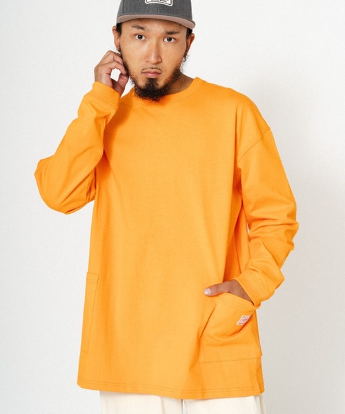 BIG MIKE（ビッグマイク）の「BIG MIKE ビックマイク/ 10oz ダブルポケット 長袖Tシャツ ロンT / 102418220（Tシャツ/カットソー・メンズ・グレイッシュブルー/ホワイト/オレンジ/スミクロ・MEDIUM/LARGE/X-LARGE）」の4枚目の写真