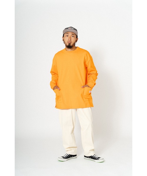 BIG MIKE（ビッグマイク）の「BIG MIKE ビックマイク/ 10oz ダブルポケット 長袖Tシャツ ロンT / 102418220（Tシャツ/カットソー・メンズ・グレイッシュブルー/ホワイト/オレンジ/スミクロ・MEDIUM/LARGE/X-LARGE）」の14枚目の写真