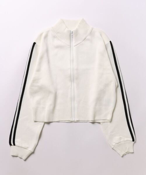 Miscere(ミスケーレ)の「☆ サイドライン ジッププルオーバー AS-0119T(ニット/セーター・レディース・ブラック/ホワイト・FREE)」の2枚目の写真