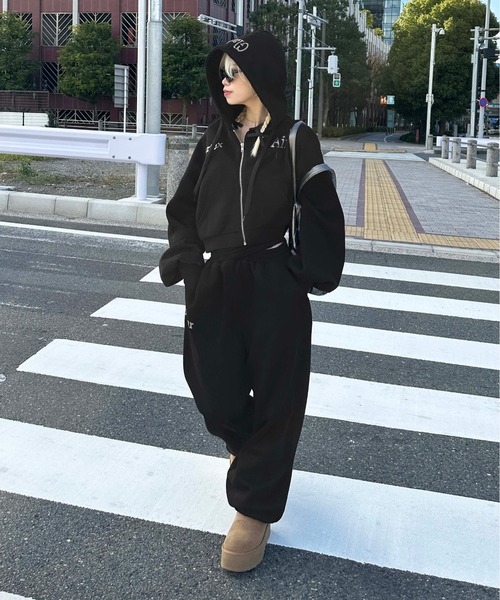 sedacle girl(セダクルガール)の「裏起毛クロスジョガーパンツ【SETUP着用可能】(スウェットパンツ・レディース・ブラック/ピンク/グレー・FREE)」の8枚目の写真