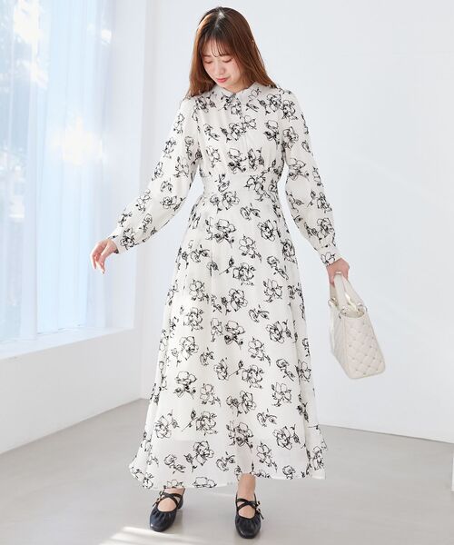 MAJESTIC LEGON（マジェスティックレゴン）の「フロッキーフラワーシャツワンピ（シャツワンピース・レディース・ホワイト系その他2/ブラック系その他/グリーン系その他・MEDIUM/SMALL/X-SMALL）」の7枚目の写真