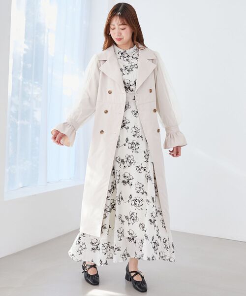 MAJESTIC LEGON（マジェスティックレゴン）の「フロッキーフラワーシャツワンピ（シャツワンピース・レディース・ホワイト系その他2/ブラック系その他/グリーン系その他・MEDIUM/SMALL/X-SMALL）」の10枚目の写真