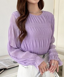 【新品同様¥31,900】ebure コットンシアーブラウスシャツ パープル38 新品同様¥31,900】ebure コットンシアーブラウスシャツ パープル