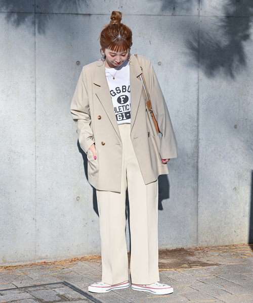 B.C STOCK（ベーセーストック）の「ストレートベイカーパンツ（スラックス・レディース・ベージュ系その他/アイボリー/ネイビー・MEDIUM/SMALL）」の4枚目の写真