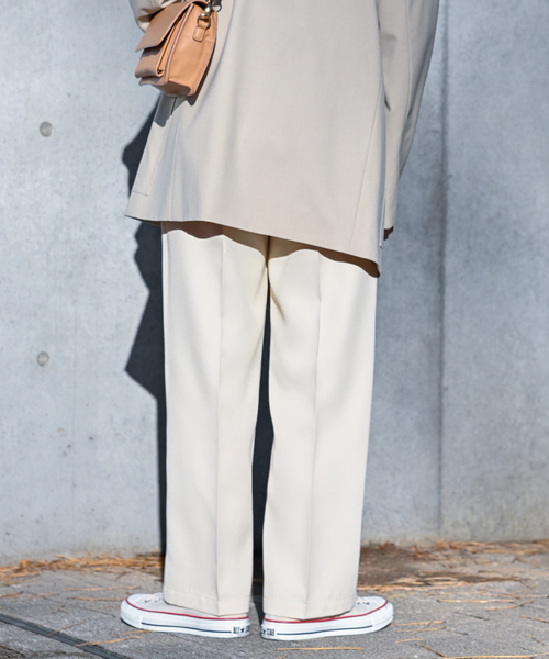 B.C STOCK（ベーセーストック）の「ストレートベイカーパンツ（スラックス・レディース・ベージュ系その他/アイボリー/ネイビー・MEDIUM/SMALL）」の9枚目の写真