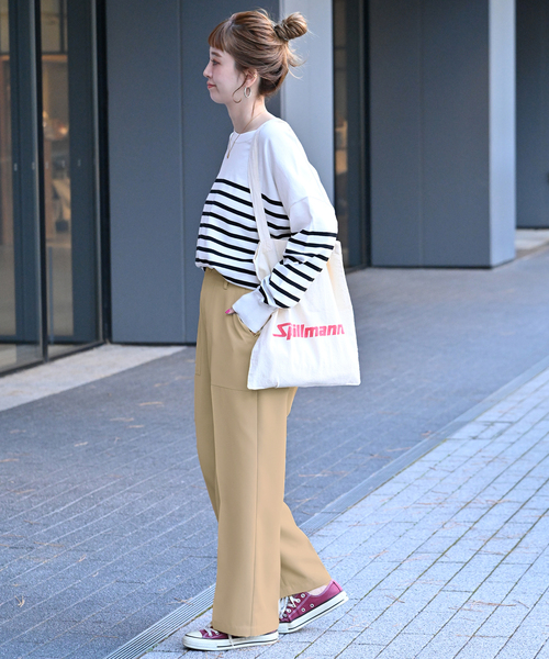 B.C STOCK（ベーセーストック）の「ストレートベイカーパンツ（スラックス・レディース・ベージュ系その他/アイボリー/ネイビー・MEDIUM/SMALL）」の12枚目の写真