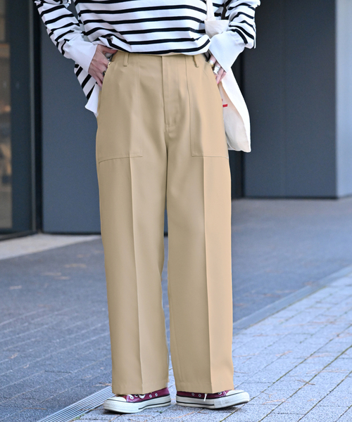 B.C STOCK（ベーセーストック）の「ストレートベイカーパンツ（スラックス・レディース・ベージュ系その他/アイボリー/ネイビー・MEDIUM/SMALL）」の14枚目の写真