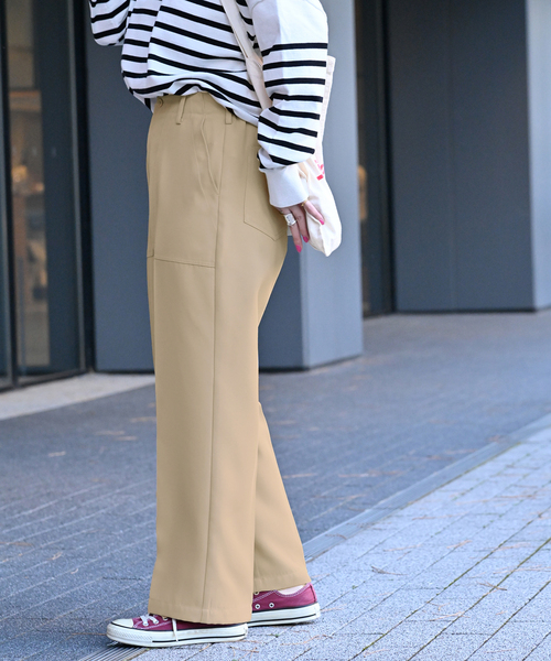 B.C STOCK（ベーセーストック）の「ストレートベイカーパンツ（スラックス・レディース・ベージュ系その他/アイボリー/ネイビー・MEDIUM/SMALL）」の15枚目の写真