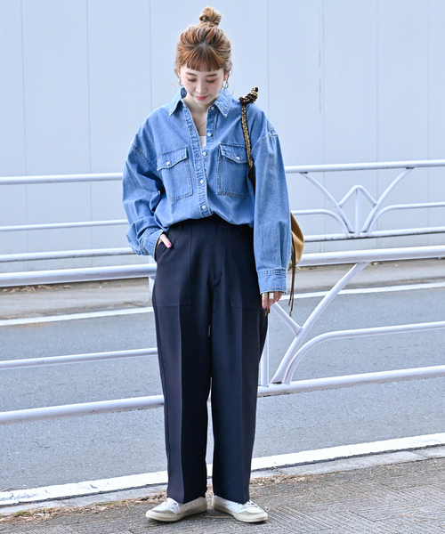 B.C STOCK（ベーセーストック）の「ストレートベイカーパンツ（スラックス・レディース・ベージュ系その他/アイボリー/ネイビー・MEDIUM/SMALL）」の17枚目の写真