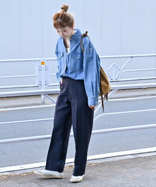 B.C STOCK（ベーセーストック）の「ストレートベイカーパンツ（スラックス・レディース・ベージュ系その他/アイボリー/ネイビー・MEDIUM/SMALL）」の18枚目の写真