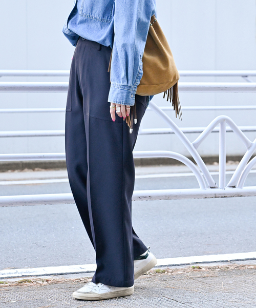 B.C STOCK（ベーセーストック）の「ストレートベイカーパンツ（スラックス・レディース・ベージュ系その他/アイボリー/ネイビー・MEDIUM/SMALL）」の21枚目の写真