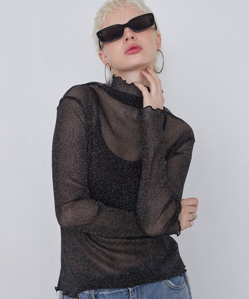 casane(カサネ)の「シアーメローラメトップス(その他トップス・レディース・グレー/ホワイト/ブラック/ブラウン・FREE)」の7枚目の写真