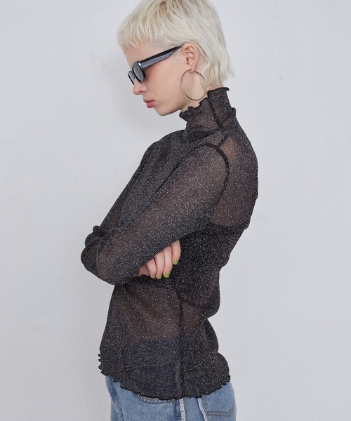 casane(カサネ)の「シアーメローラメトップス(その他トップス・レディース・グレー/ホワイト/ブラック/ブラウン・FREE)」の9枚目の写真