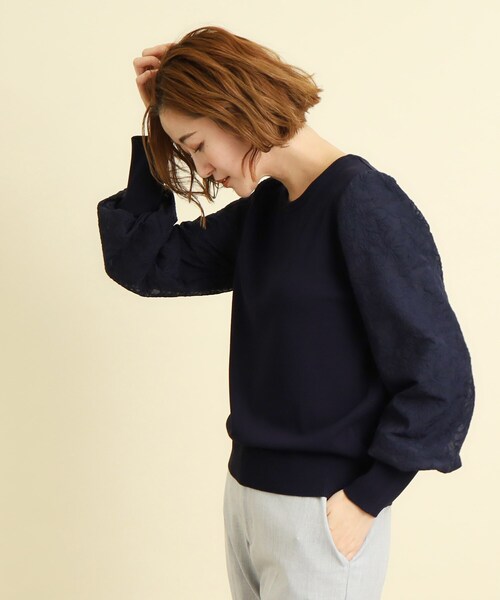 grove(グローブ)の「◆刺繍スリーブニットプルオーバー(ニット/セーター・レディース・オフホワイト/パープル/ネイビー・02/03/01)」の3枚目の写真