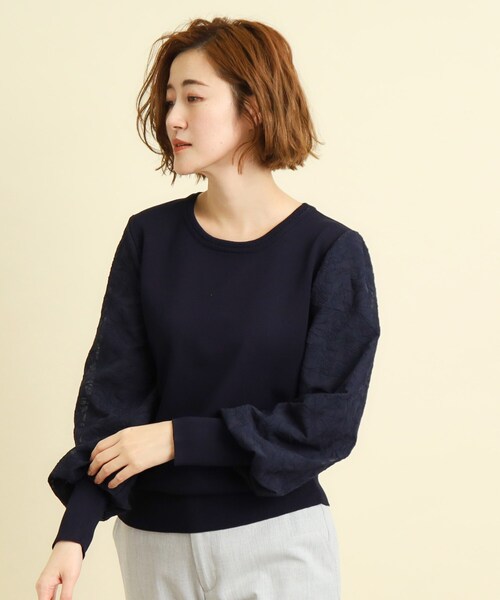 grove(グローブ)の「◆刺繍スリーブニットプルオーバー(ニット/セーター・レディース・オフホワイト/パープル/ネイビー・02/03/01)」の4枚目の写真