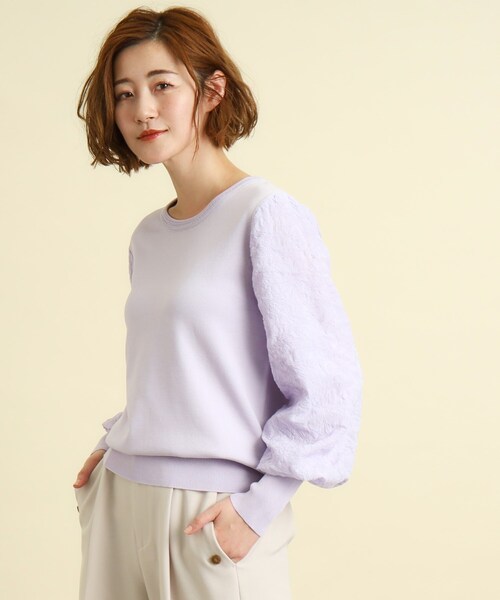 grove(グローブ)の「◆刺繍スリーブニットプルオーバー(ニット/セーター・レディース・オフホワイト/パープル/ネイビー・02/03/01)」の7枚目の写真