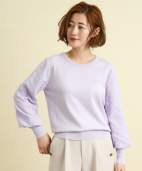 grove(グローブ)の「◆刺繍スリーブニットプルオーバー(ニット/セーター・レディース・オフホワイト/パープル/ネイビー・02/03/01)」の8枚目の写真