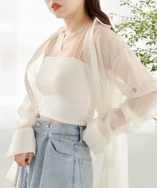 Chico（チコ）の「【2サイズ展開/2024SS】パット付バッククロスベアキャミ（キャミソール・レディース・ゴールド/ホワイト/シルバー/グレー/ブラック・1/0）」の7枚目の写真