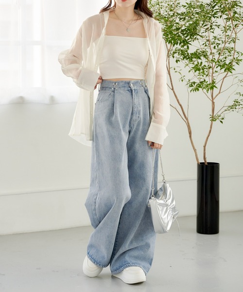 Chico（チコ）の「【2サイズ展開/2024SS】パット付バッククロスベアキャミ（キャミソール・レディース・ゴールド/ホワイト/シルバー/グレー/ブラック・1/0）」の9枚目の写真