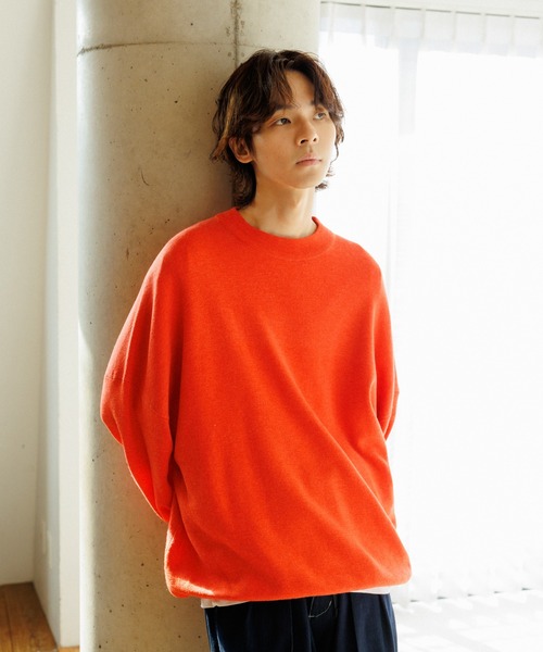 ADAM ET ROPE'（アダムエロペ）の「【WEB限定】ルーズシルエット ミラノリブ モックネック ニットプルオーバー / ユニセックス（ニット/セーター・メンズ・ブラック/オレンジ系その他/ブルー系その他5・M/L）」の5枚目の写真