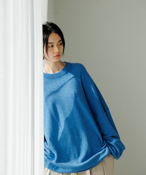 ADAM ET ROPE'（アダムエロペ）の「【WEB限定】ルーズシルエット ミラノリブ モックネック ニットプルオーバー / ユニセックス（ニット/セーター・メンズ・ブラック/オレンジ系その他/ブルー系その他5・M/L）」の14枚目の写真