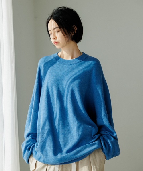 ADAM ET ROPE'（アダムエロペ）の「【WEB限定】ルーズシルエット ミラノリブ モックネック ニットプルオーバー / ユニセックス（ニット/セーター・メンズ・ブラック/オレンジ系その他/ブルー系その他5・M/L）」の15枚目の写真