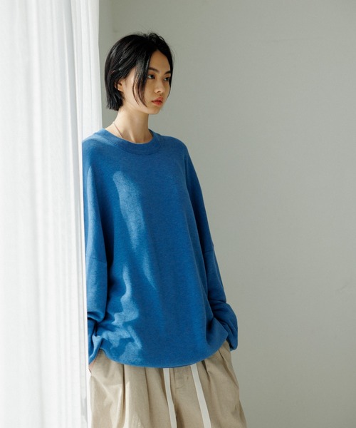 ADAM ET ROPE'（アダムエロペ）の「【WEB限定】ルーズシルエット ミラノリブ モックネック ニットプルオーバー / ユニセックス（ニット/セーター・メンズ・ブラック/オレンジ系その他/ブルー系その他5・M/L）」の16枚目の写真