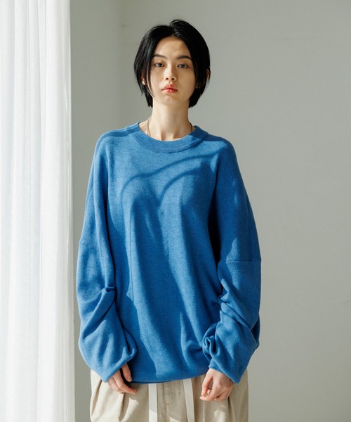 ADAM ET ROPE'（アダムエロペ）の「【WEB限定】ルーズシルエット ミラノリブ モックネック ニットプルオーバー / ユニセックス（ニット/セーター・メンズ・ブラック/オレンジ系その他/ブルー系その他5・M/L）」の18枚目の写真