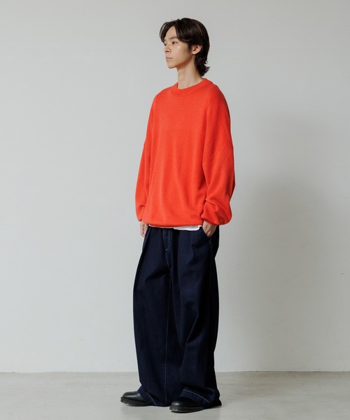 ADAM ET ROPE'（アダムエロペ）の「【WEB限定】ルーズシルエット ミラノリブ モックネック ニットプルオーバー / ユニセックス（ニット/セーター・メンズ・ブラック/オレンジ系その他/ブルー系その他5・M/L）」の19枚目の写真