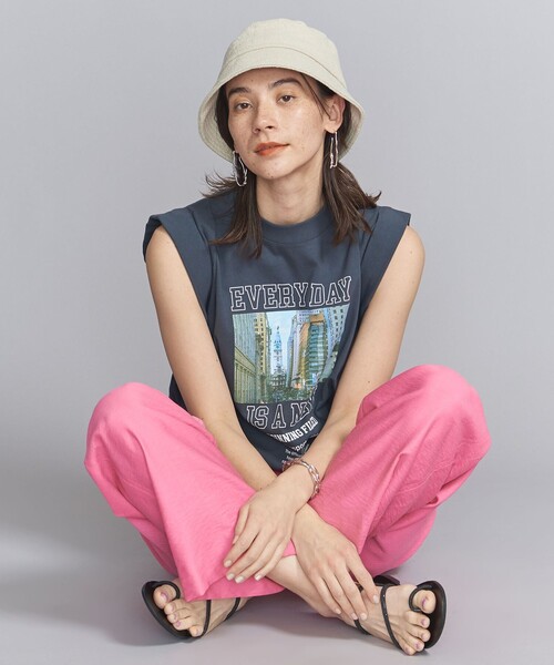 BEAUTY&YOUTH UNITED ARROWS（ビューティーアンドユースユナイテッドアローズ）の「麻コットン バケットハット（ハット・レディース・ナチュラル/ダークグレー/ライム・FREE）」の7枚目の写真