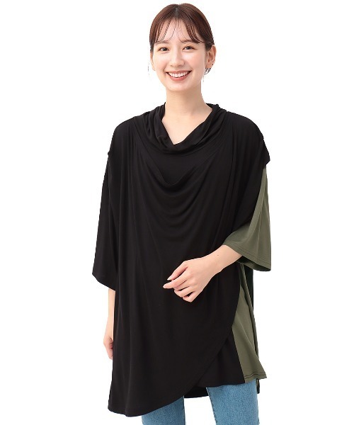 チチカカ（チチカカ）の「ドレープＴシャツ（Tシャツ/カットソー・レディース・ベージュ/ダークグリーン/ブラック・FREE）」の7枚目の写真