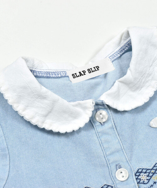 SLAP SLIP BABY(スラップスリップベビー)の「【お揃い】デニムギンガムチェックストライプ柄ワンピース+ブルマセットアップベビー(70~80cm)(その他ベビーウェア・キッズ・ブルー/ブラック系その他/パープル系その他・FREE)」の9枚目の写真