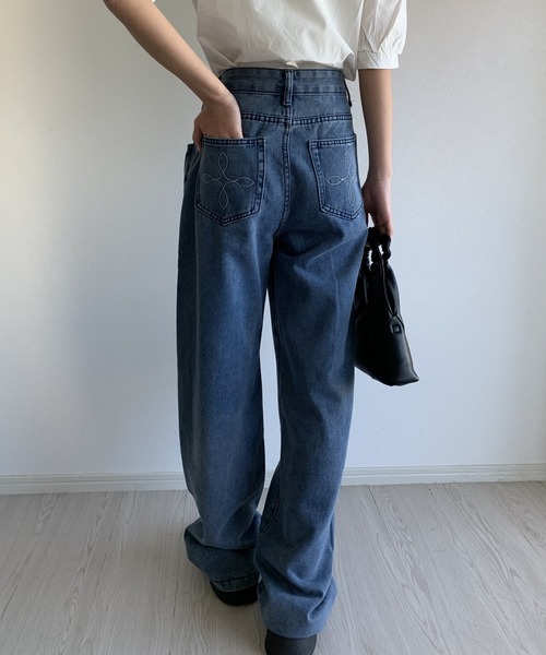 ヘムフリル デニム パンツ 春 カジュアル ジーンズ 韓国 nr8650 Silly（シリー）の「【韓国ファッション春コーデに】ポケット