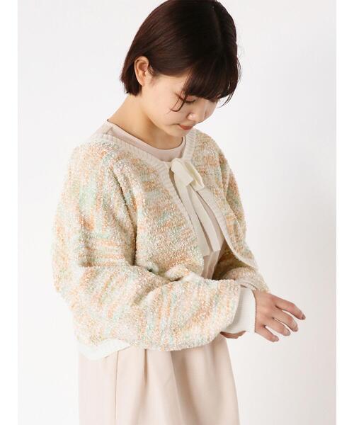 ehka sopo（エヘカソポ）の「リボンヤーンボレロ（カーディガン/ボレロ・レディース・サックスブルー/オフホワイト/オレンジ・F）」の4枚目の写真
