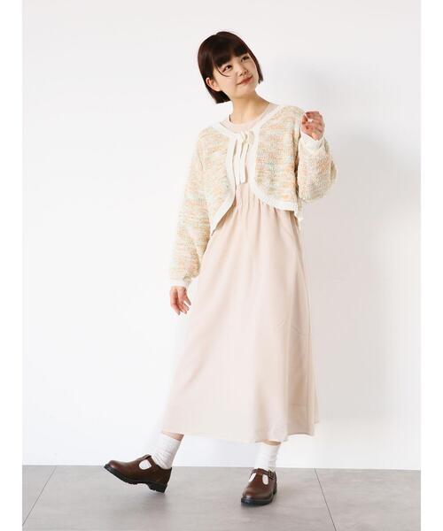 ehka sopo（エヘカソポ）の「リボンヤーンボレロ（カーディガン/ボレロ・レディース・サックスブルー/オフホワイト/オレンジ・F）」の5枚目の写真